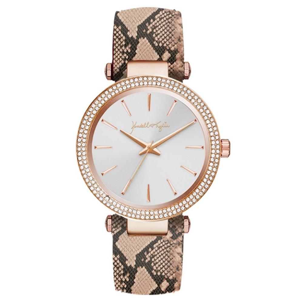 Kendall + Kylie Women's Rose Gold Tone with Blush Snakeskin Stainless Steel Strap Analog Watch