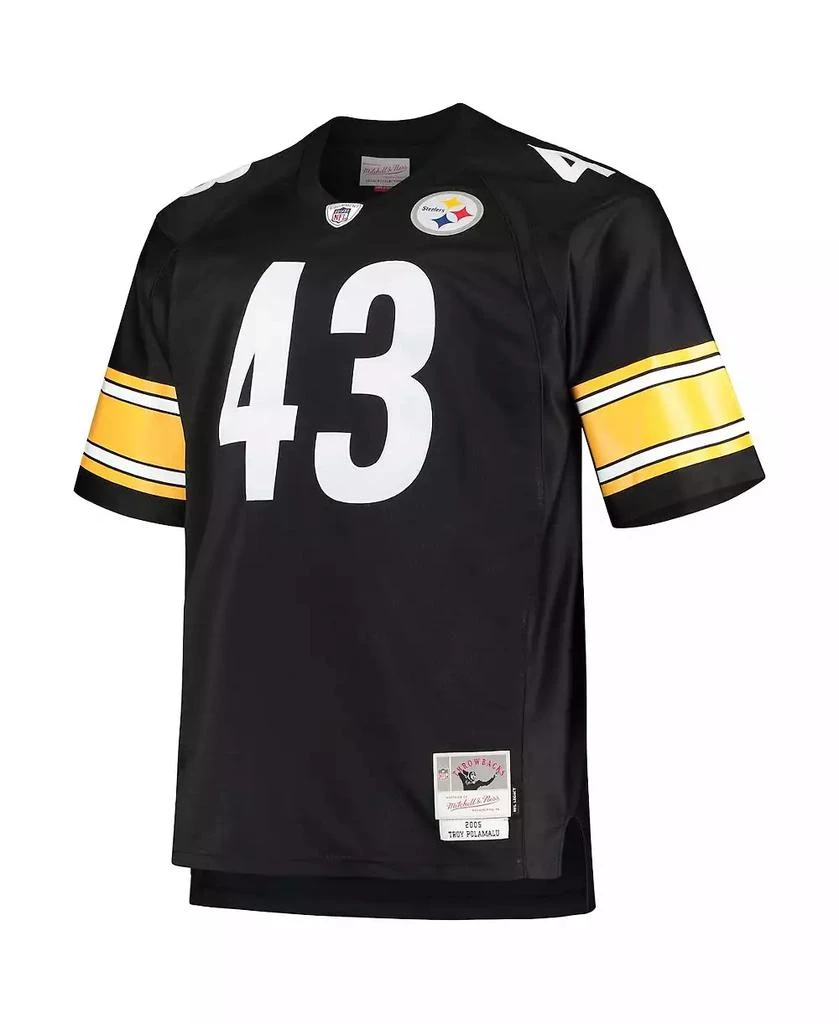 Mitchell and Ness Men's Troy Polamalu Black Pittsburgh Steelers Big and Tall 2005 Retired Player Replica Jersey 3
