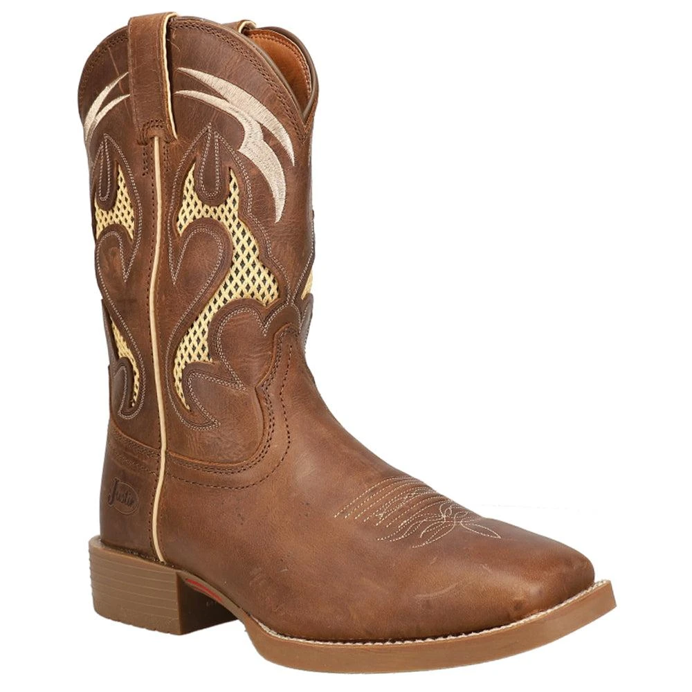 Justin Boots Octane Mesh Inlay Square Toe Cowboy Boots 2