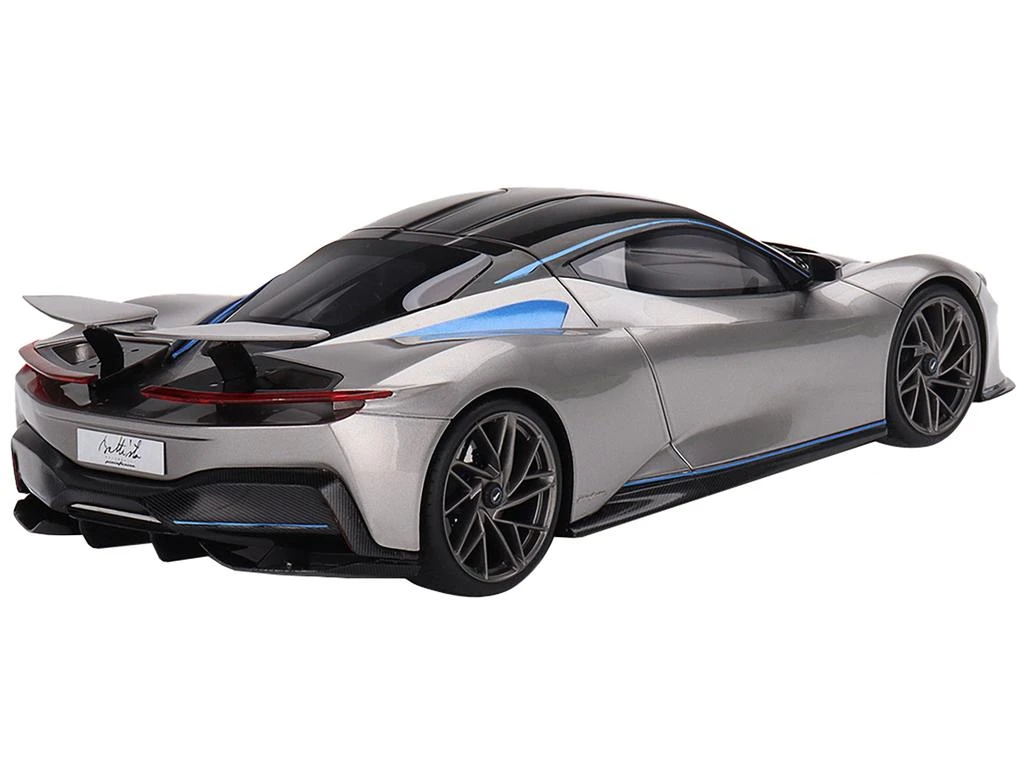 Top Speed 2019 Automobili Pininfarina Battista Grigio Luserna Silver Metallic with Iconica Blu Blue Accents and Black Top "World Premiere" 1/18 Model Car by 2