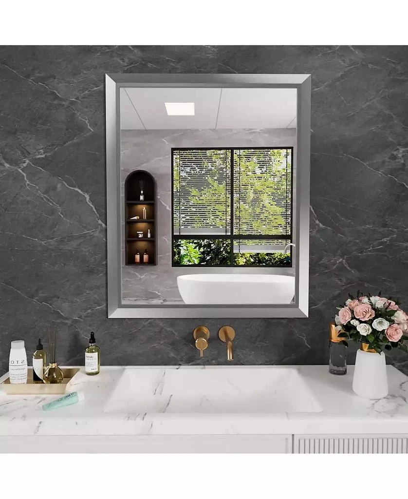 Amorho Bathroom Mirror, 36" x 30" Inch Thick Metal Framed Wall Mirrors for Over Sink, Bedroom, Living Room, Entryway, Rectangle Wall-Mounted Mirrors in Silver(Horizontal/Vertical)