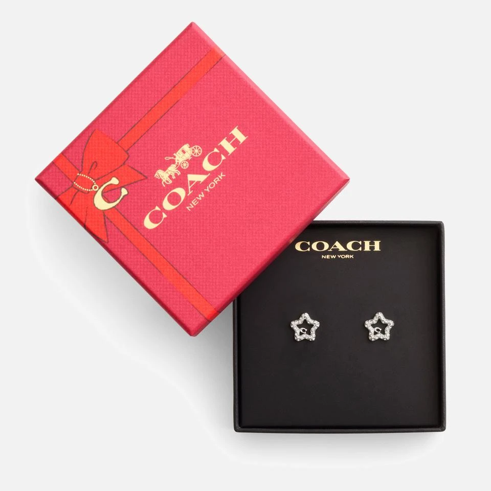 Coach Coach Signature Silver-Tone Pavé Star Stud Earrings 2