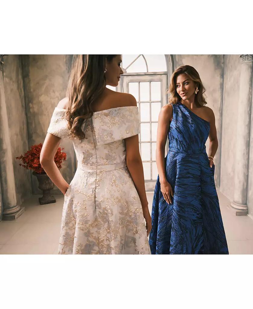 Women's One-Shoulder Metallic Jacquard Gown – On Sale Now