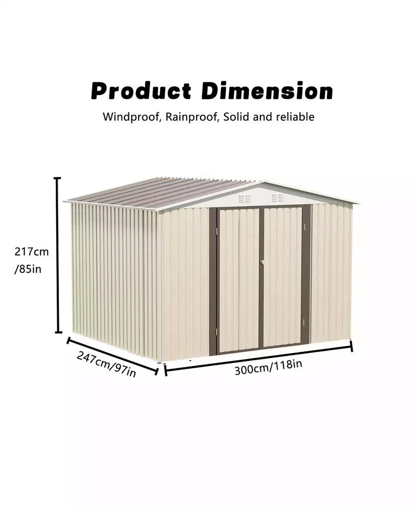 Streamdale Furniture 10x8 ft White Garden Shed with Aluminum Frame 
Door 3