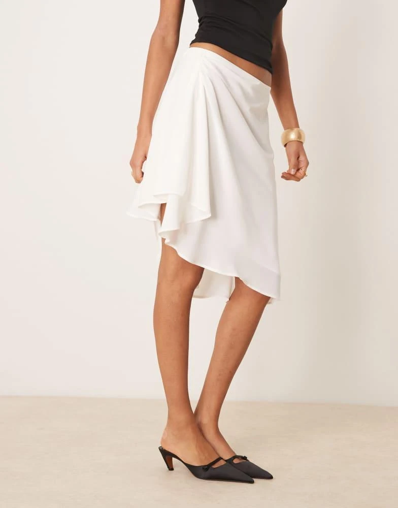 Abercrombie & Fitch Abercrombie & Fitch draped asymmetric hem mini skirt in cream 3