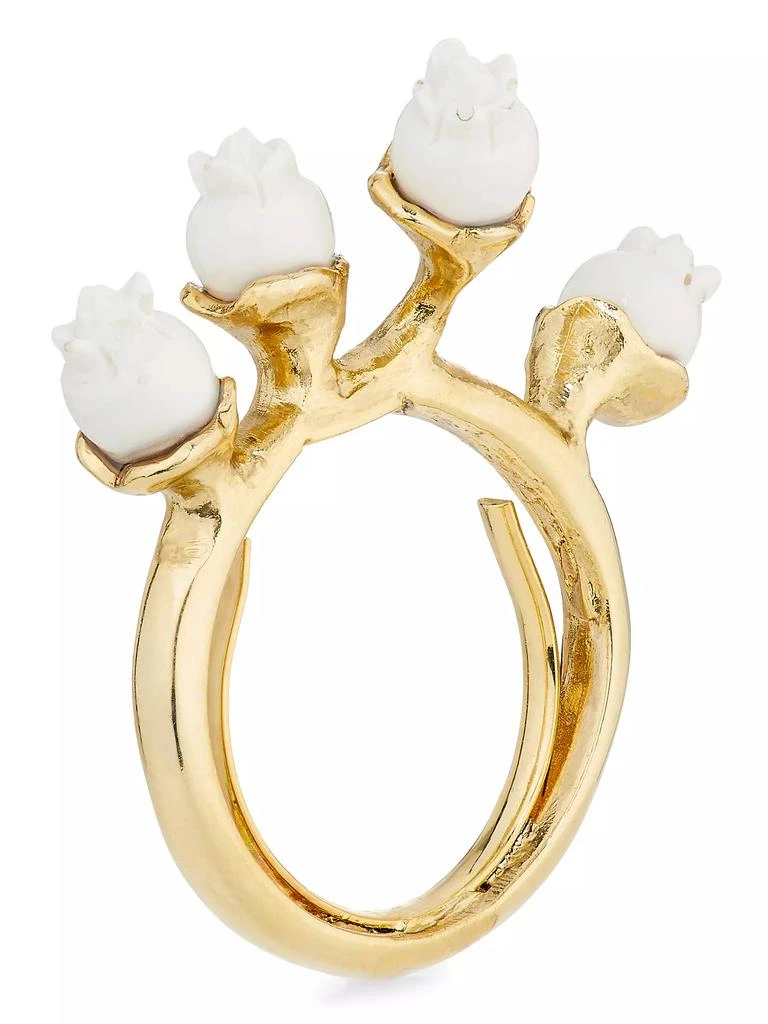 Oscar de la Renta Lily Of The Valley Goldtone & Resin Ring 3