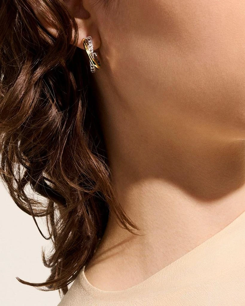 John Hardy 14K Yellow Gold 
Sterling Silver JH Essentials Crossover Earrings 2