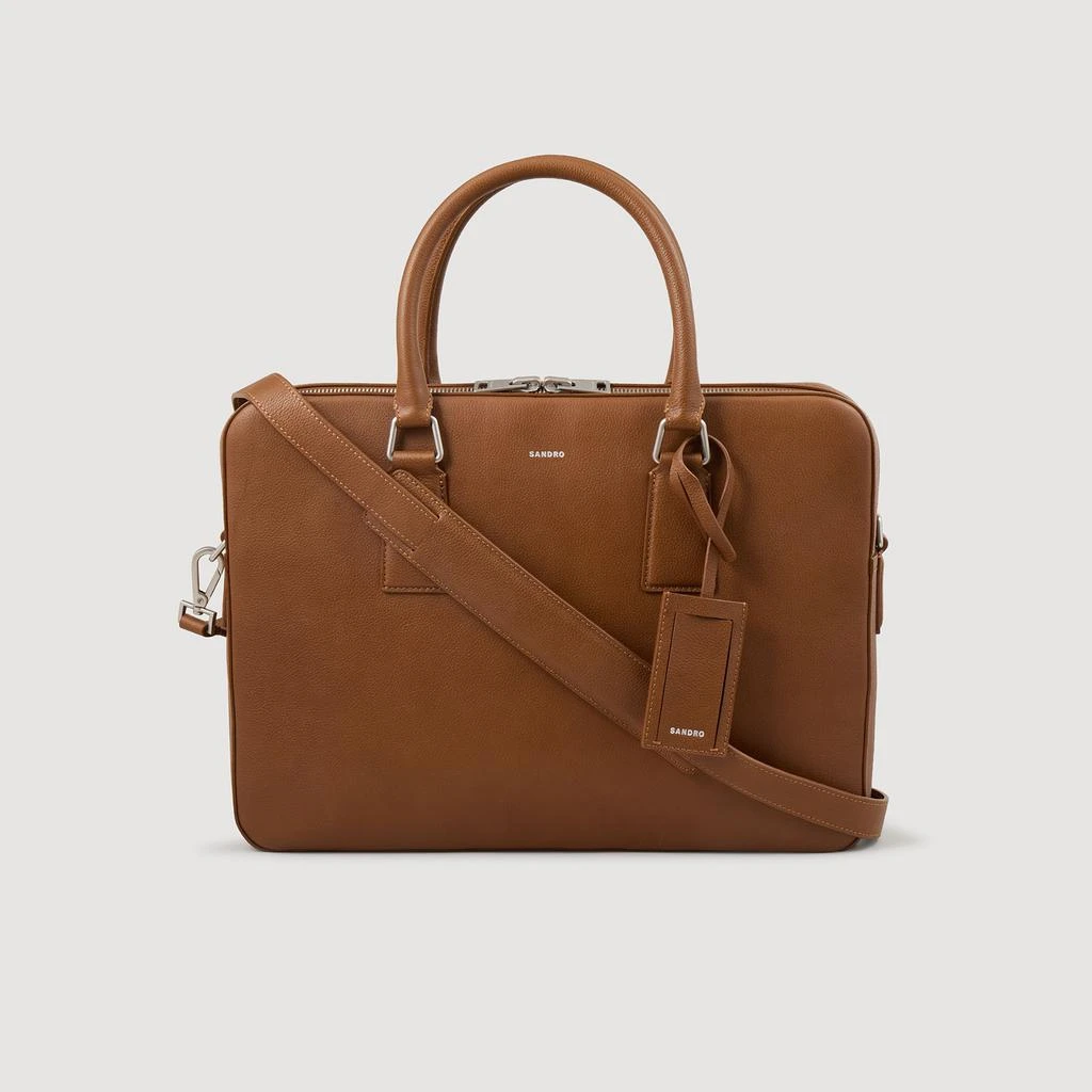 Sandro Large grained leather briefcase 1
