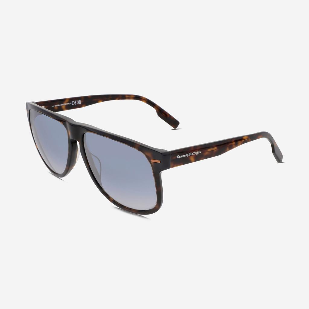 Ermenegildo Zegna Ermenegildo Zegna Men's Dark Havana & Blue Mirror Aviator Sunglasses EZ0201