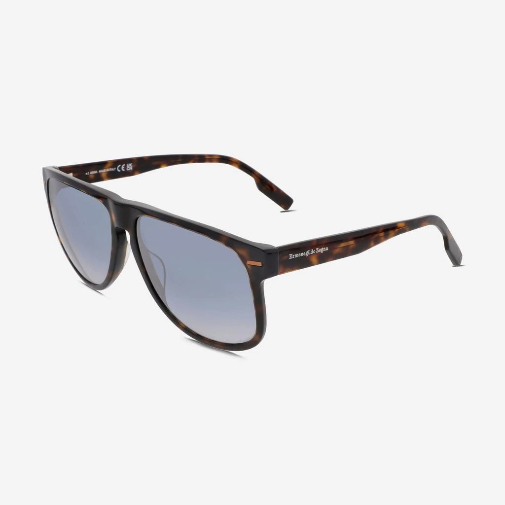 Ermenegildo Zegna Ermenegildo Zegna Men's Dark Havana & Blue Mirror Aviator Sunglasses EZ0201 2