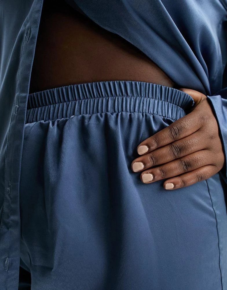 I Saw It First Curve I Saw It First Plus exclusive satin utility wide leg trouser co-ord in petrol blue 2