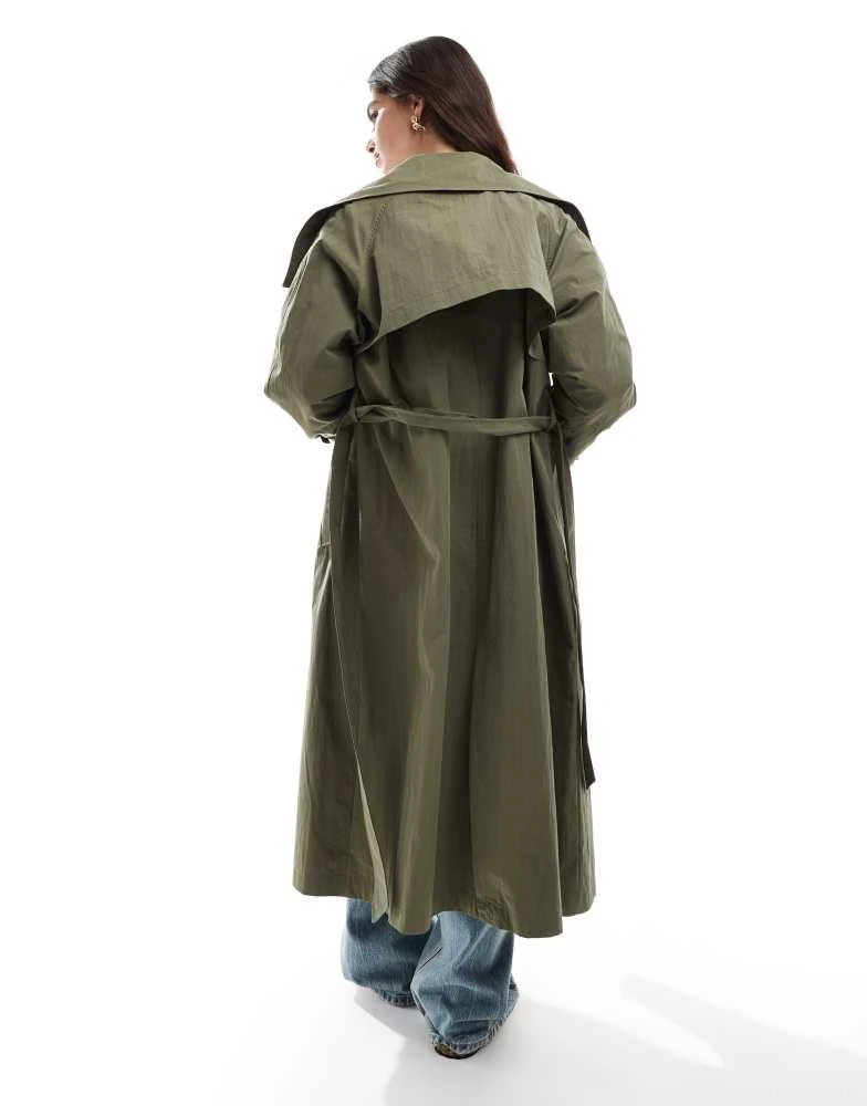 Stradivarius Stradivarius premium trench coat in khaki 3