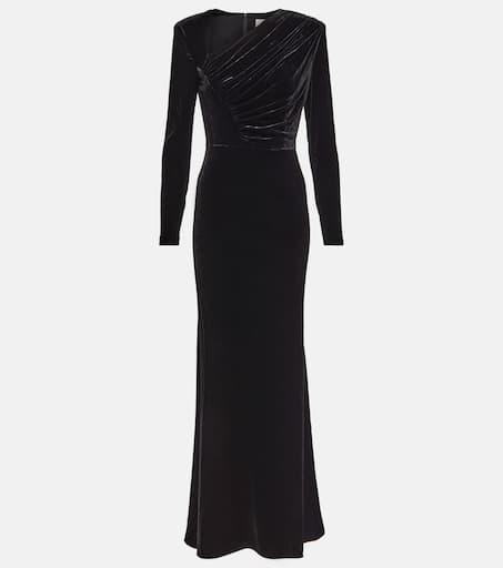 Zhivago Message To Love Velvet Long-Sleeve Gown BLACK 10