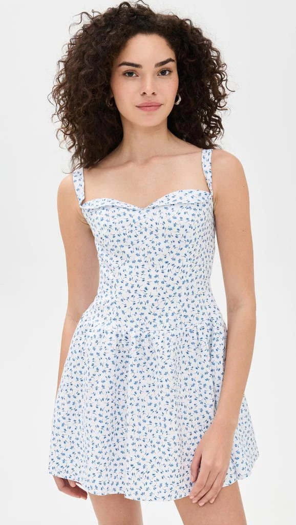 linen dress wholesale Minimal linen blend v-neck midi dress wholesale – LEIVIP main image 0