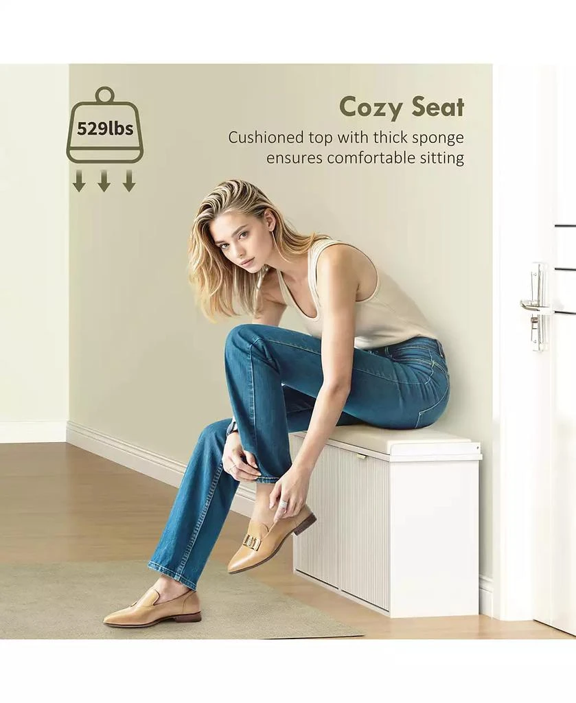 Slickblue Modern Shoe Rack with Drawer and Cushioned Seat for Hallway 5