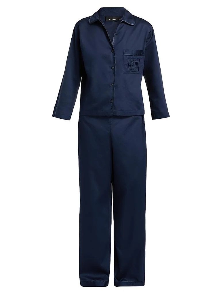 Natori Essentials Embroidered Cotton Sateen Pajamas 1