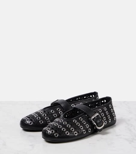 Alaïa Vienne embellished leather ballet flats 4