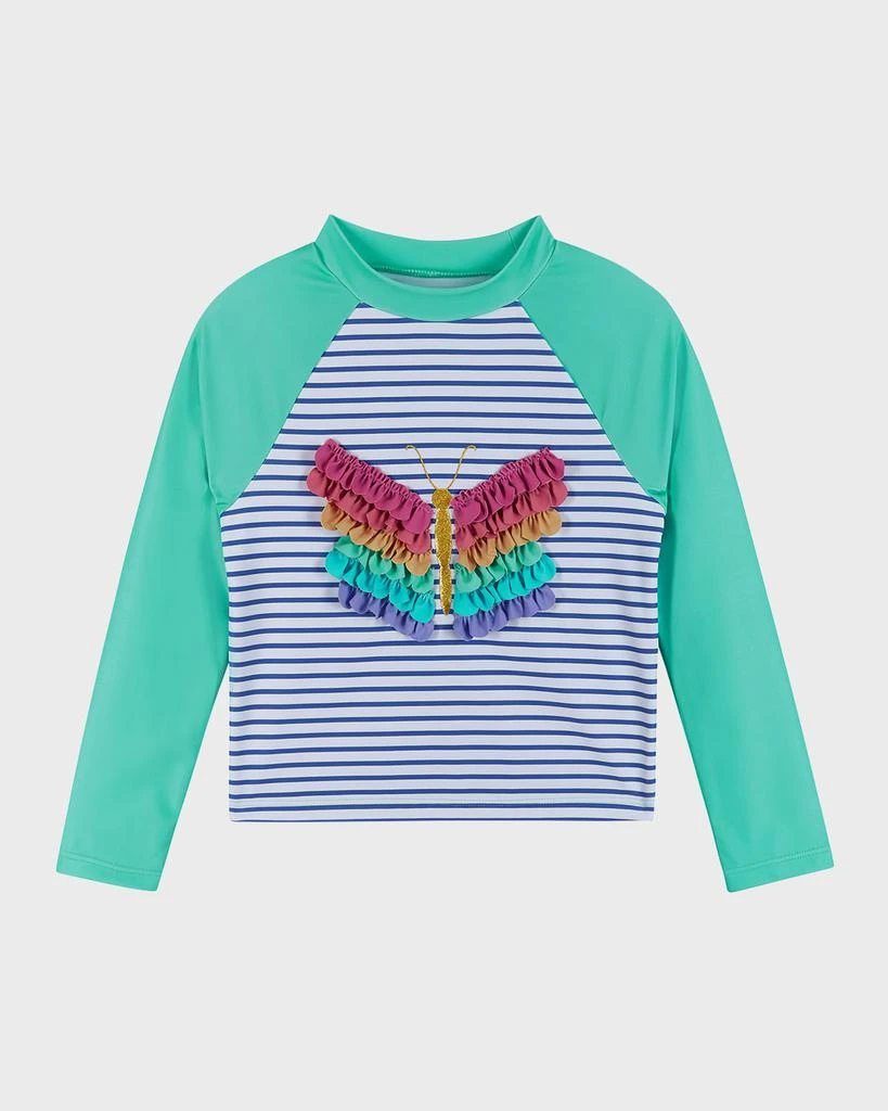 Andy & Evan Girl's 3D Butterfly Striped Rashguard & Bottoms, Size 2T-6X 3
