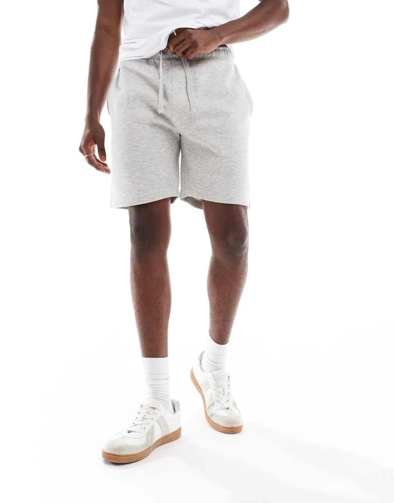 French Connection Mens French Connection drawstring jersey shorts in light grey melange 2
