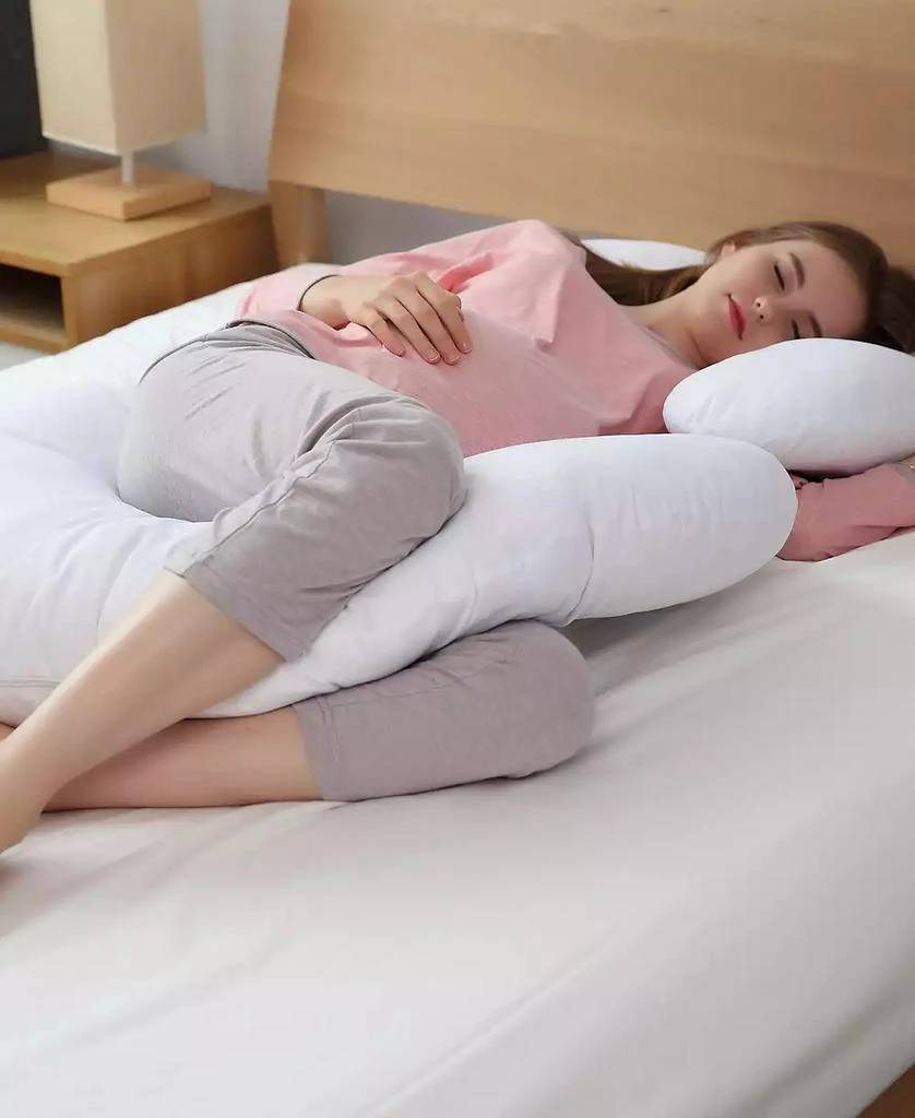Cheer Collection Hypoallergenic Down Alternative Total Body J Shaped Pregnancy Pillow 3
