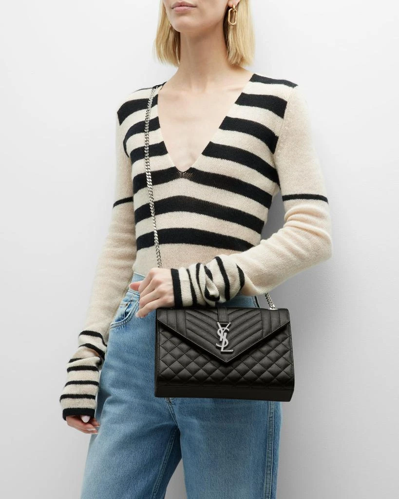 Yves Saint Laurent Envelope Triquilt Medium YSL Shoulder Bag in Grained Leather 6