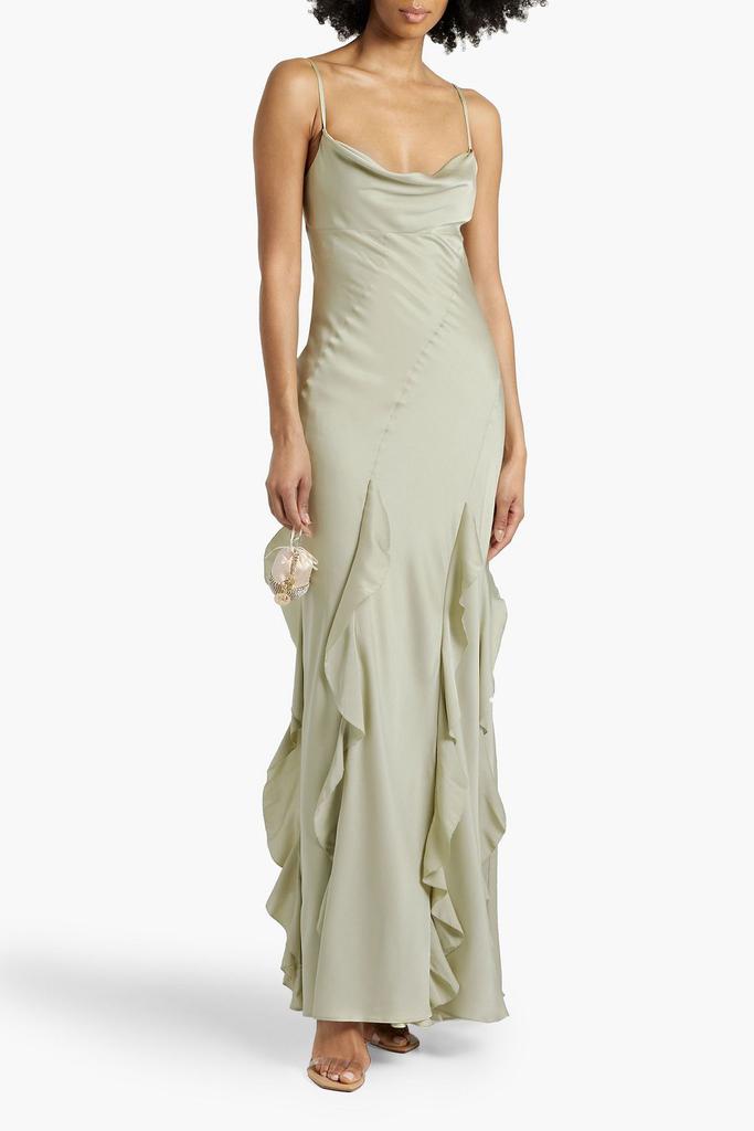 NICHOLAS Ruffled silk-blend satin gown