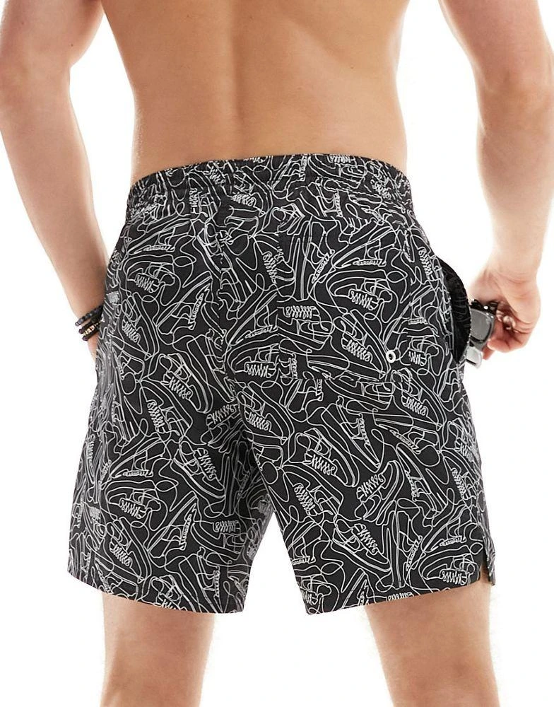 NIKE Nike Sneakers 7 inch volley swim shorts in black all over print 4