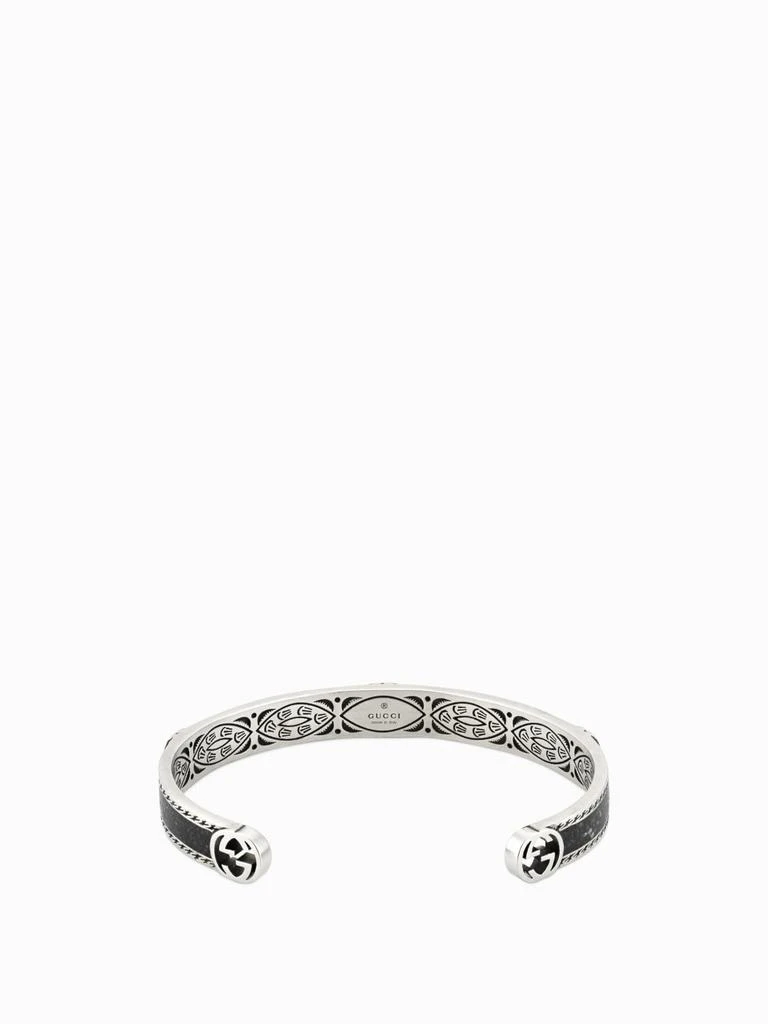 GUCCI Interlocking G Cuff Gucci bracelet in enamelled silver with GG monogram and decorated crest 2