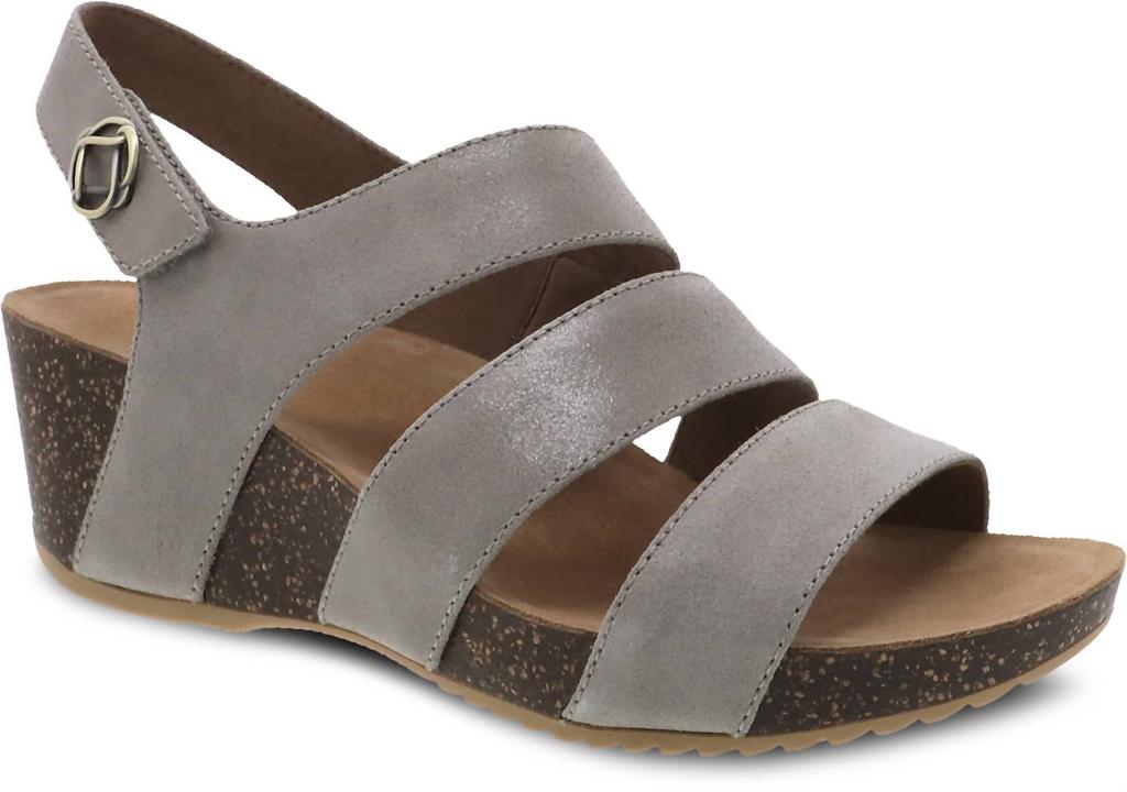 Dansko Women's Stacey Wedge Sandal In Taupe Glazed