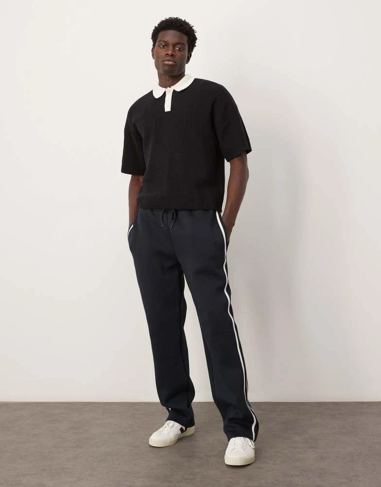 ASOS ASOS DESIGN relaxed  fit knitted polo with 3/4 length sleeves in black 2