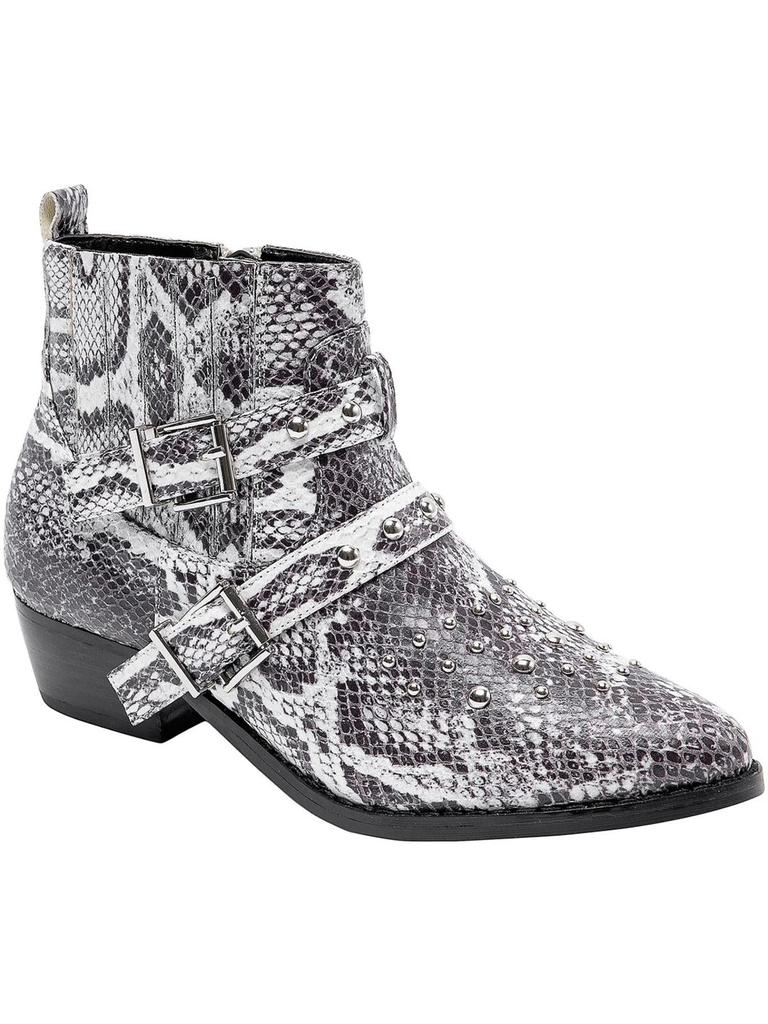 JANE AND THE SHOE Cindy Womens Snake Print Studded Booties