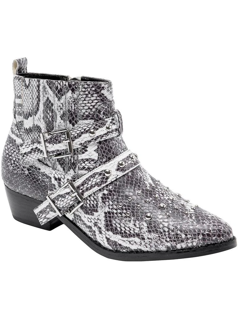 JANE AND THE SHOE Cindy Womens Snake Print Studded Booties 1