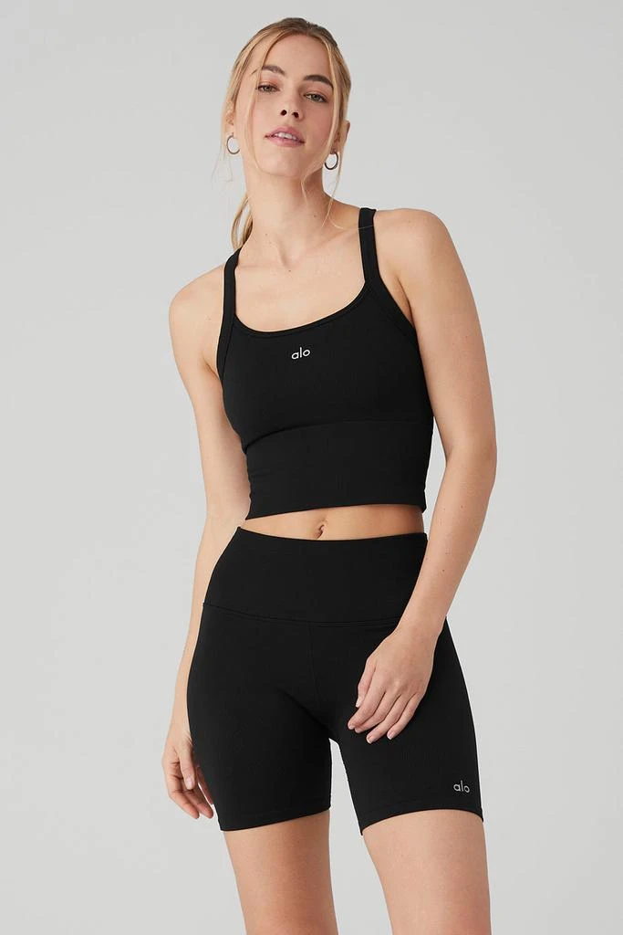 Alo Yoga Seamless Ribbed Favorite Bra Tank - Black 1