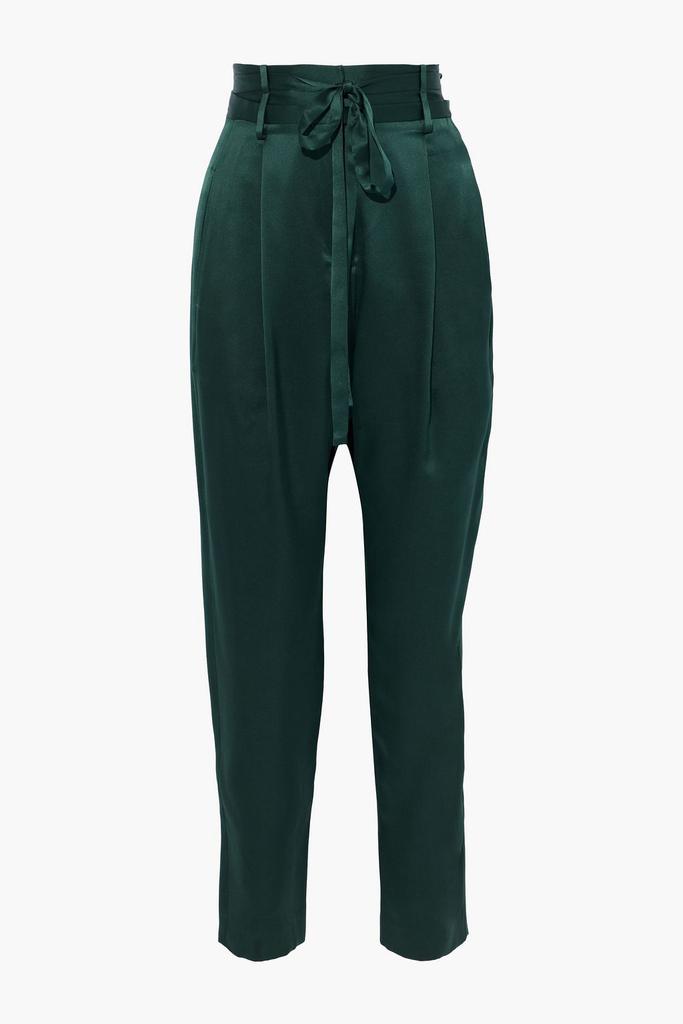 Michelle Mason Belted silk-charmeuse tapered pants