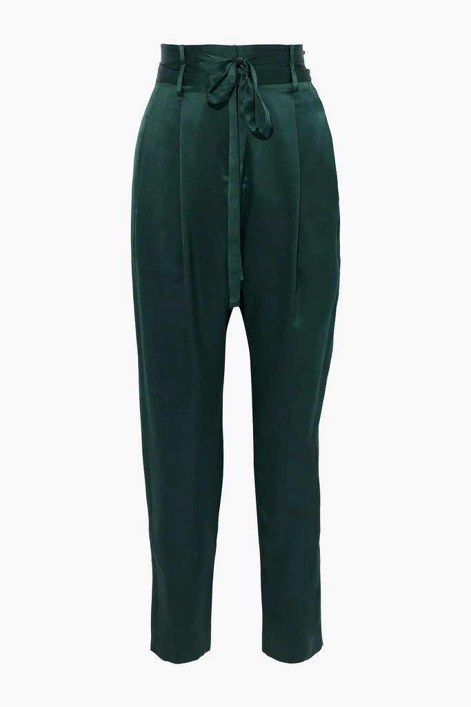 Michelle Mason Belted silk-charmeuse tapered pants 1