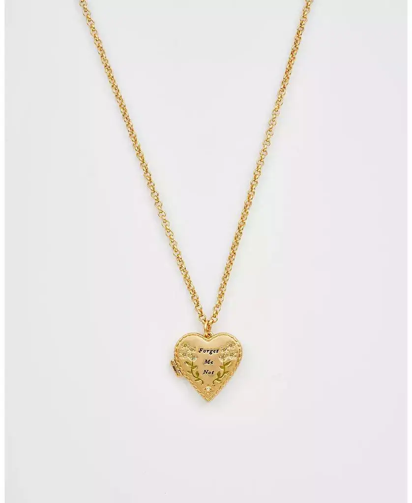 Fable England Forget Me Not Heart Locket Necklace