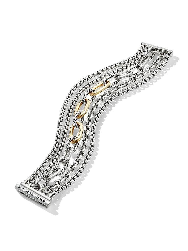 David Yurman Multi Row Chain Bracelet with 18K Yellow Gold 2