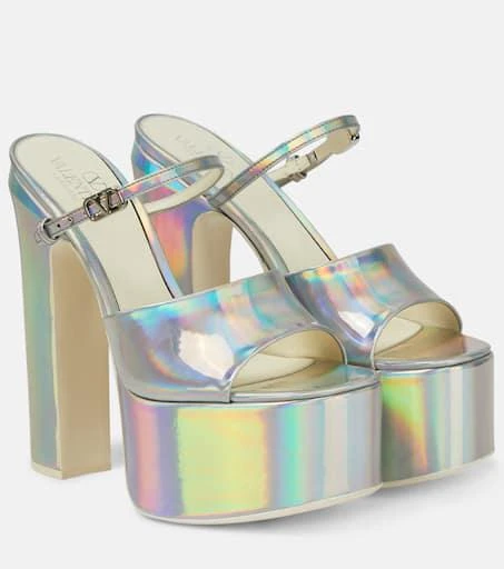 Valentino VLogo holographic platform sandals 1