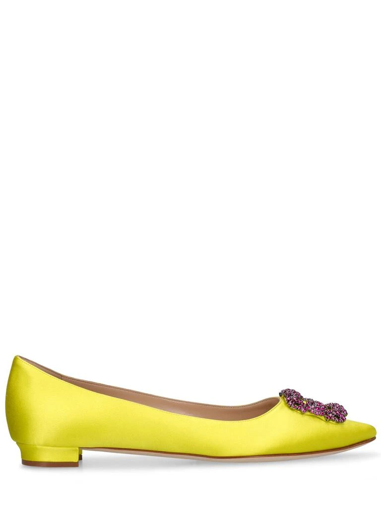 Manolo Blahnik 10mm Hangisi Satin Flats 1
