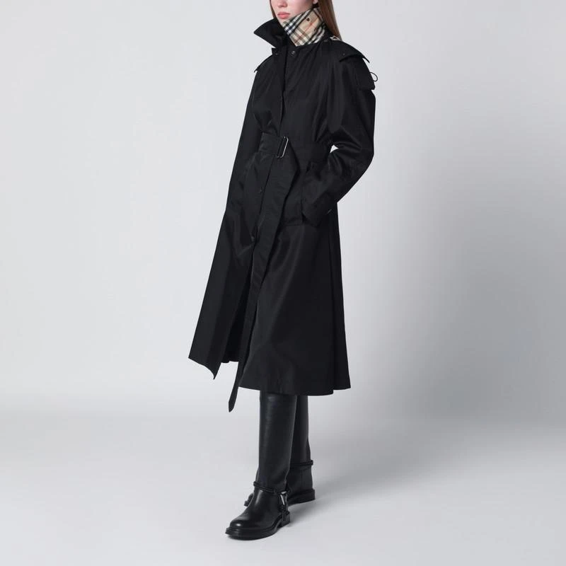 Burberry Long black nylon car coat 2