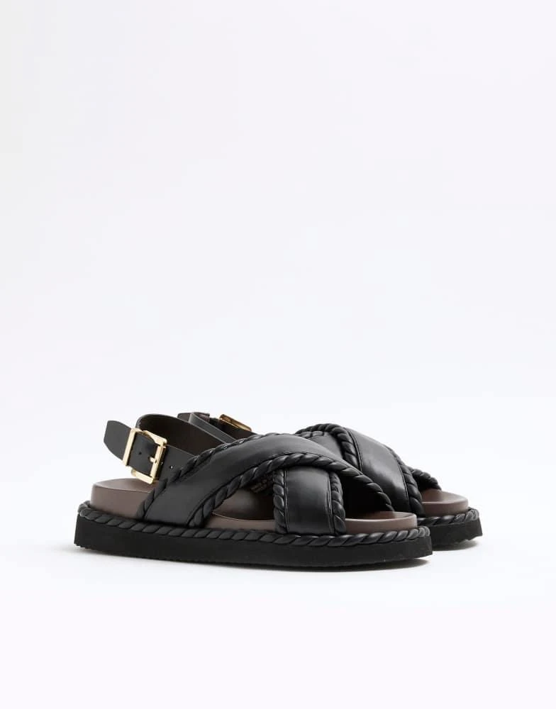 River Island River Island Cross strap chunky sandals in black 2