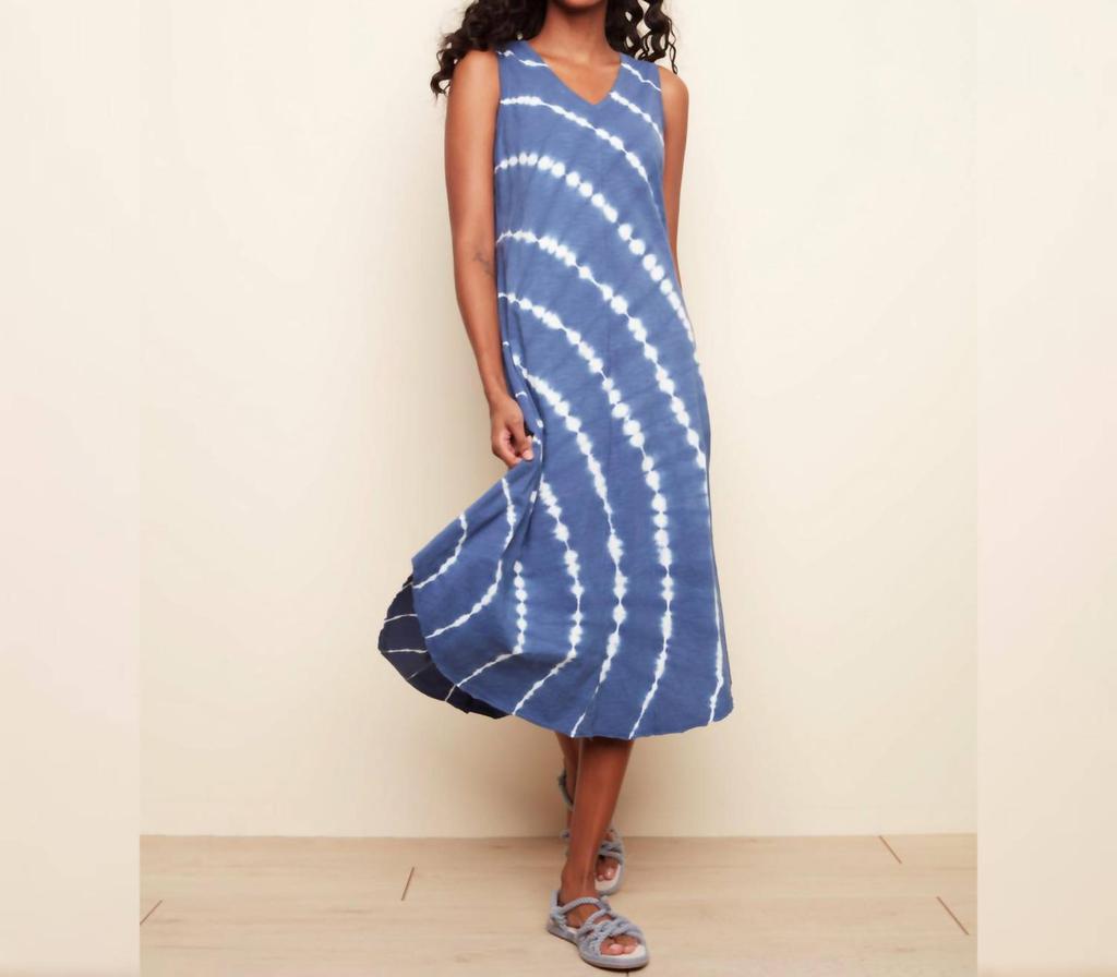 CHARLIE B Tie Dye Maxi Dress In Blue And White