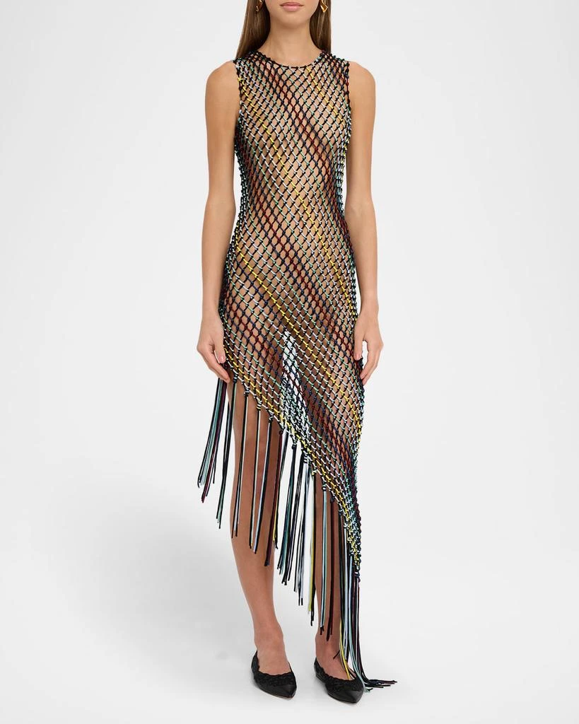 Gabriela Hearst Nabia Sleeveless Asymmetric Net Midi Dress 4