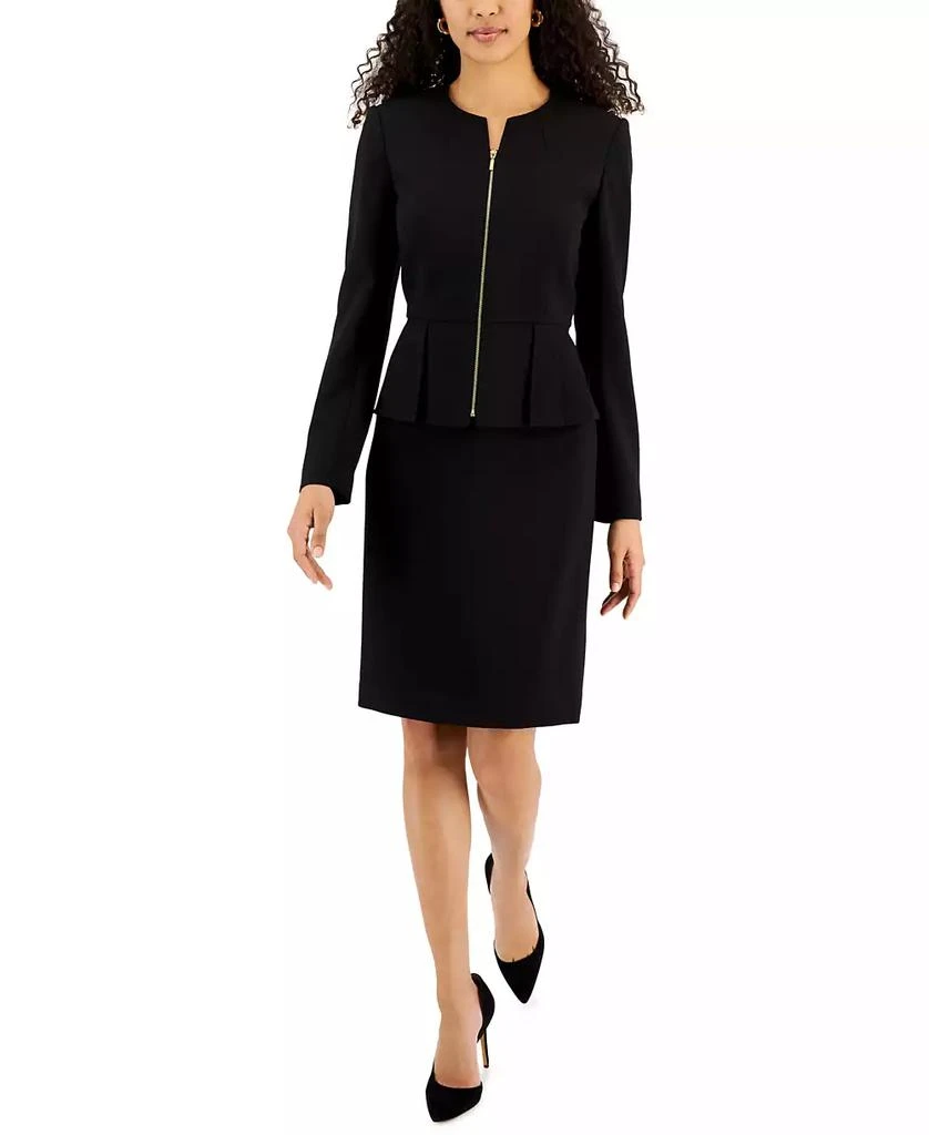 Tahari Zipper Jacket Skirt Suit 1