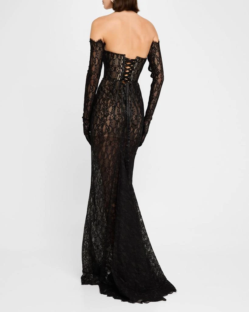 BRONX AND BANCO Kiera Strapless Lace Gown with Evening Gloves 3