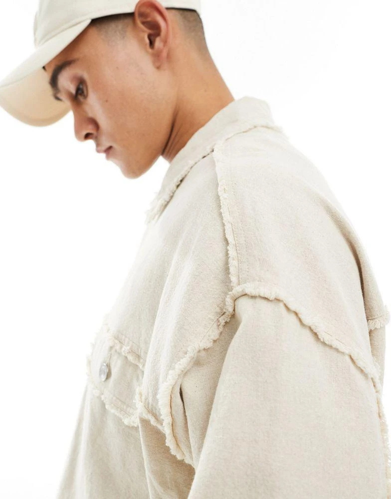 ASOS ASOS DESIGN oversized western jacket with textured seams in stone 3