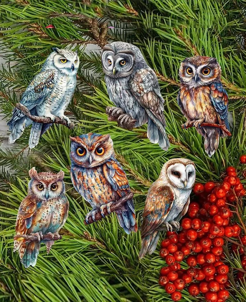 Designocracy Holiday Wooden Clip-On Ornaments Night Owls Set of 6 G. DeBrekht 2