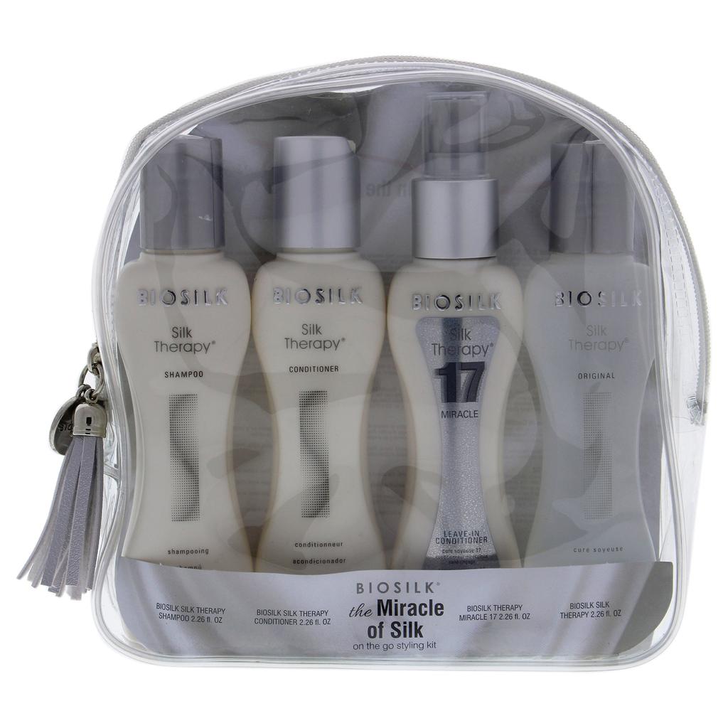 Biosilk The Miracle of Silk Kit by  for Unisex - 4 Pc 2.26oz Silk Therapy Original, 2.26oz Therapy Miracle 17, 2.26oz Silk Therapy Shampoo, 2.26oz Silk Therapy Conditioner