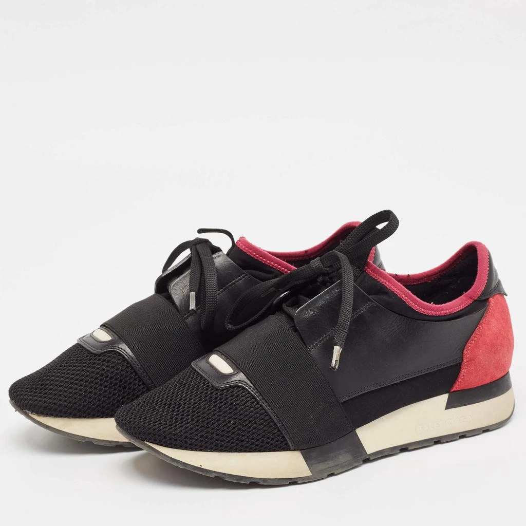 Balenciaga Balenciaga Black/Pink Leather and Mesh Race Runner Sneakers Size 39 2