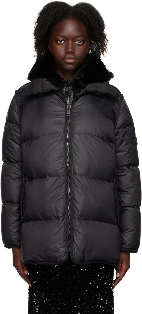 Yves Salomon - Army Black Paneled Down Jacket 1